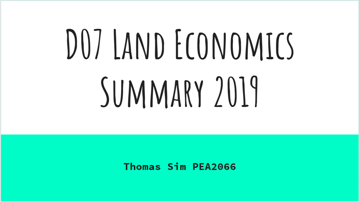 Summary Series – D07 Land Economics